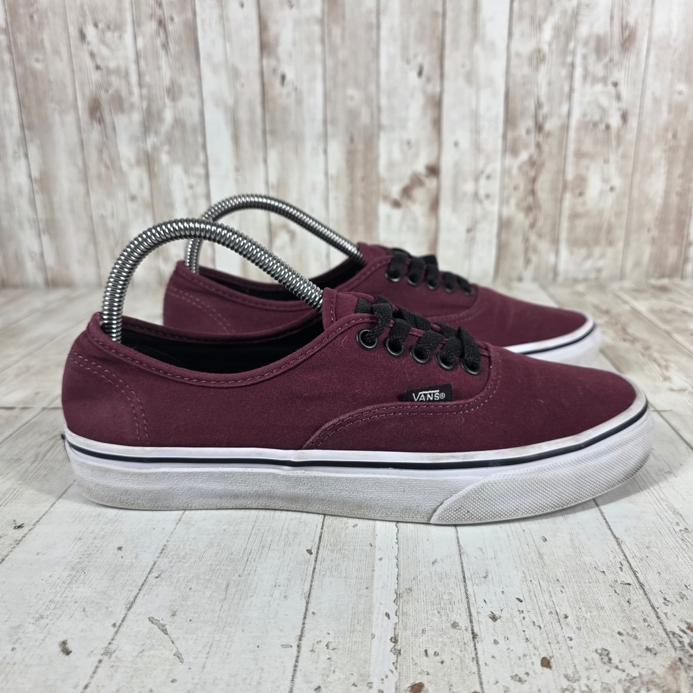 Vans Authentic Port Royale Burgundy Canvas Low Top Sneakers Womens 9 Mens 7.5